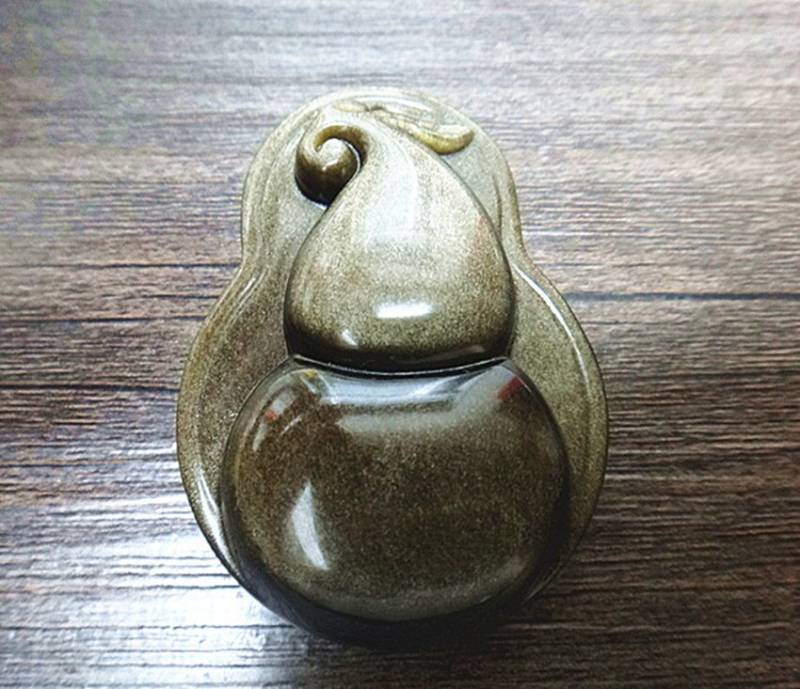 Natürlicher Gold Obsidian Kürbis Anhänger Amulett Natürlicher Gold Obsidian Kürbis Anhänger Amulett von juat