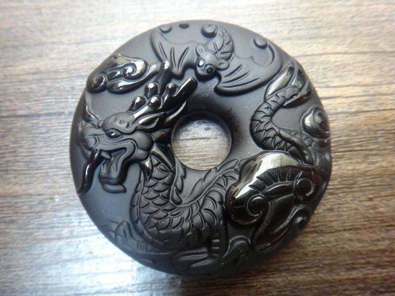 Natürlicher Obsidian Sternzeichen Drache Anhänger Männlich Und Weiblich von juat