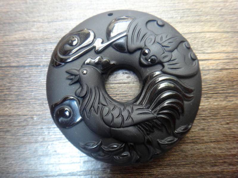 Natürlicher Obsidian Sternzeichen Huhn Anhänger Männlich Und Weiblich von juat