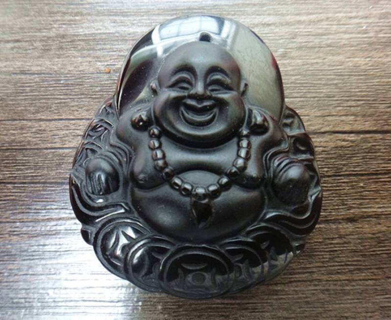 Natur-Obsidian Anhänger Lucky Buddha von juat