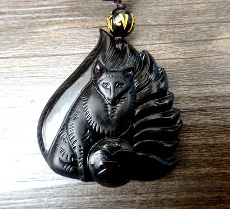 Perfekte Natürliche Obsidian Anhänger Neun Fuchs Maskottchen Perfekte Natürliche Obsidian Anhänger Neun Fuchs Maskottchen von juat