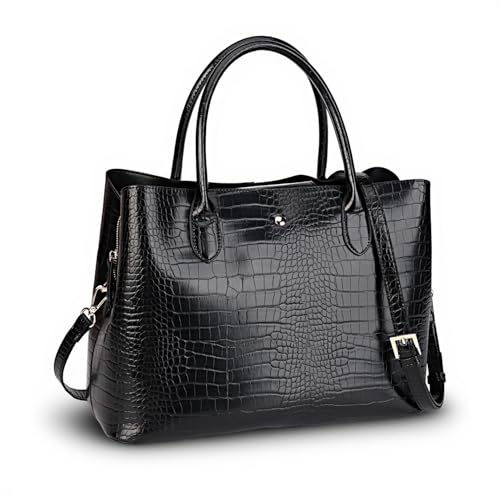 juctshee Damen Tote Bag Große Handtasche Krokodildruck PU Leder Schultertasche mit Tragegriff oben & abnehmbarem Gurt Arbeit Büro Laptop Tasche Shopper Tasche, Schwarz juctshee Damen Tote Bag Große Handtasche Krokodildruck PU Leder Schultertasche mit Tragegriff oben & abnehmbarem Gurt Arbeit Büro Laptop Tasche Shopper Tasche, Schwarz von juctshee