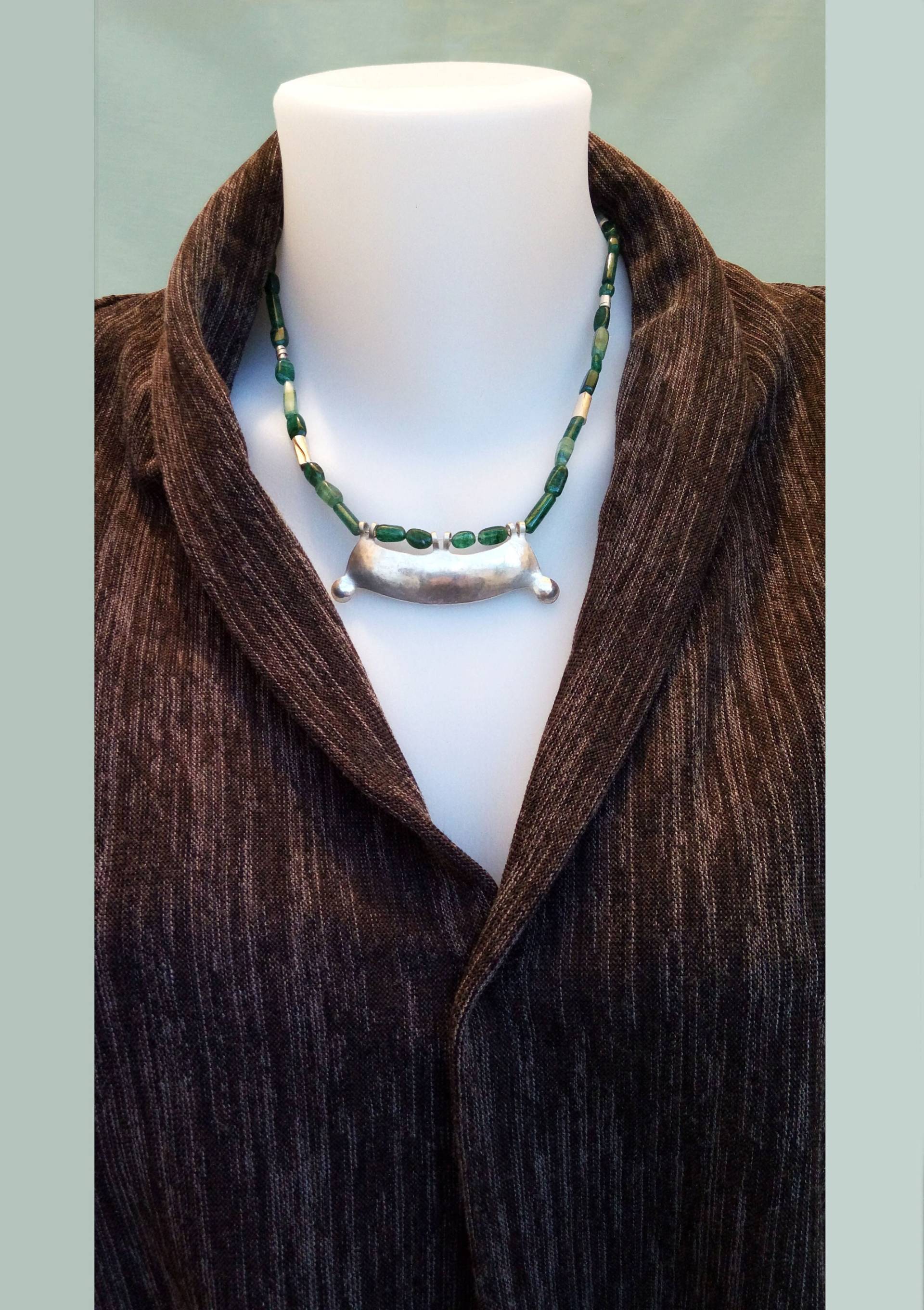 Silber Anhänger, Grüne Aventurin Kette Mit 925 Silber Anhänger.ethno Schmuck von judjewels