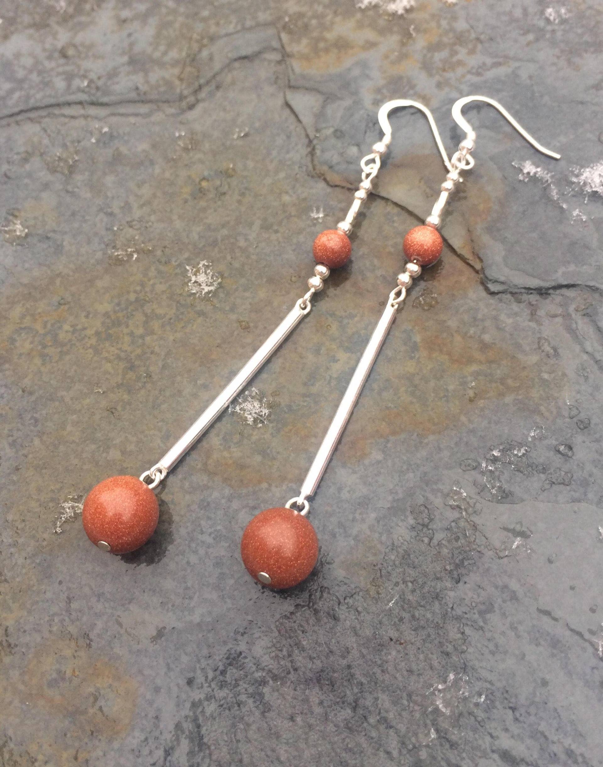 Handgemachte Goldstone Sterling Silber Ohrringe Boho Schmuck Handgemachte Goldstone Sterling Silber Ohrringe Boho Schmuck von jujujewellery