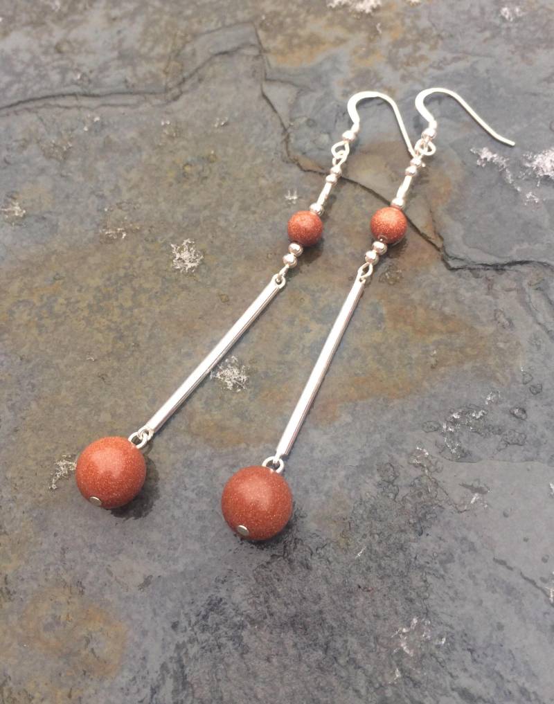 Handgemachte Goldstone Sterling Silber Ohrringe Boho Schmuck Handgemachte Goldstone Sterling Silber Ohrringe Boho Schmuck von jujujewellery
