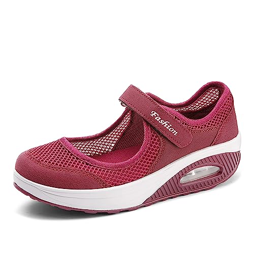 Damen Outdoor Fitnessschuhe Atmungsaktive Mesh Schuhe Sport Slipper mit Klettverschluss Sportschuhe Sneaker Turnschuhe Laufschuhe Pumps von jukka