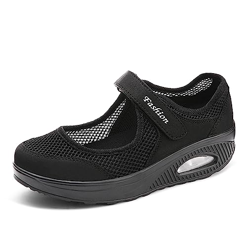 jukka Damen Outdoor Fitnessschuhe Atmungsaktive Mesh Schuhe Sport Slipper mit Klettverschluss Sneaker Turnschuhe Laufschuhe Pumps in Schwarz, Größe 42 EU jukka Damen Outdoor Fitnessschuhe Atmungsaktive Mesh Schuhe Sport Slipper mit Klettverschluss Sneaker Turnschuhe Laufschuhe Pumps in Schwarz, Größe 42 EU von jukka