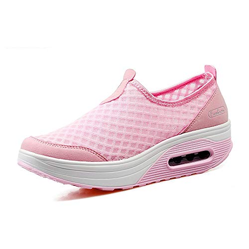 Damen Sportschuhe Sneaker Turnschuhe Laufschuhe mit Keilabsatz Bequeme Mesh Schnürhalbschuhe Badeschuhe Casual Strandschuhe Luftkissen Outdoorschuhe Fitnessschuhe Pumps von jukka