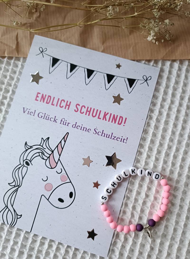 Armband Schulkind Mit Karte Einschulung Einhorn Sterne Armband Schulkind Mit Karte Einschulung Einhorn Sterne von julchensetsyshop
