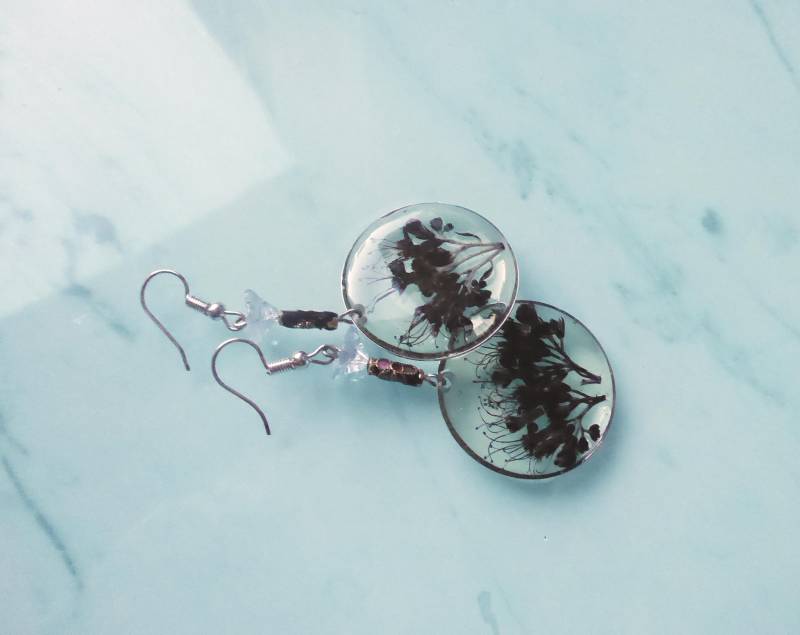 Blaue Blumen Silber Ohrringe 3 cm, Handgefertigter Schmuck von julialinjewelry