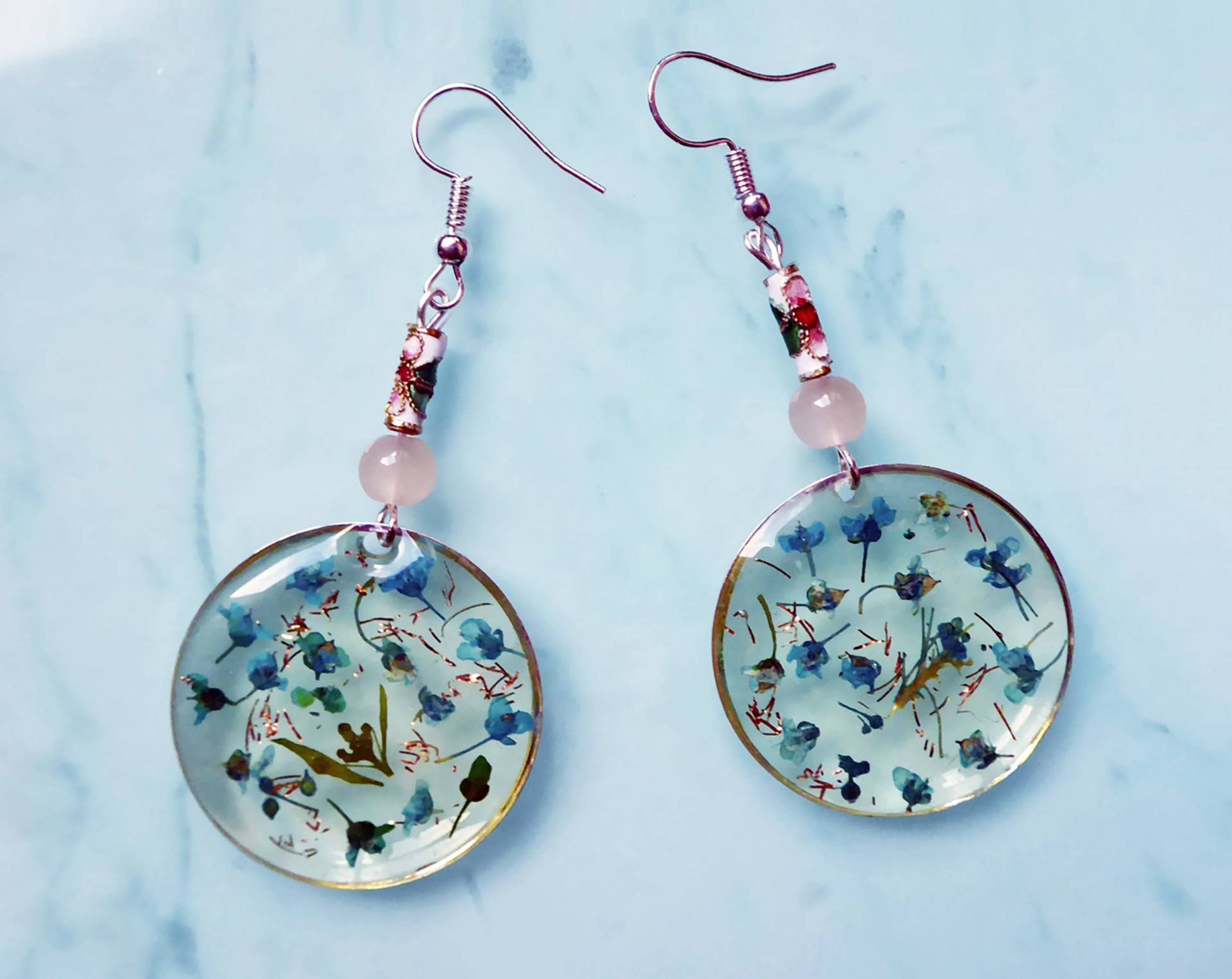 Blaue Florale Ohrhänger, Handgemachter Geschenk Für Sie von julialinjewelry