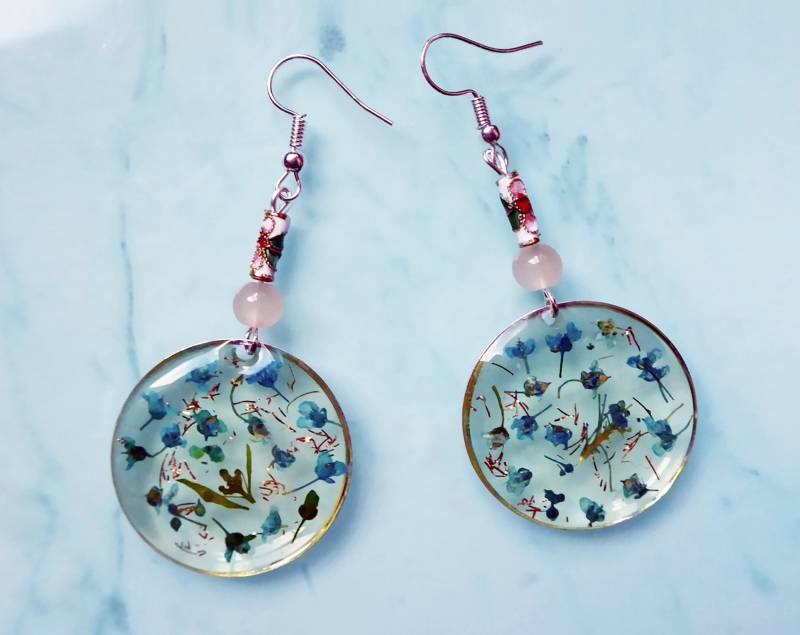 Blaue Florale Ohrhänger, Handgemachter Geschenk Für Sie von julialinjewelry