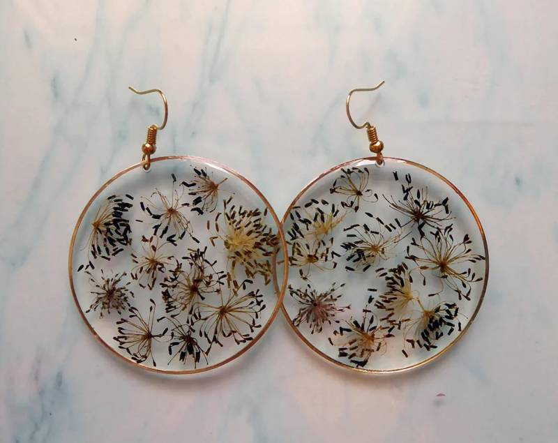 Blumen Baumeln Ohrringe, Floraler Naturschmuck, Geschenk Für Sie von julialinjewelry