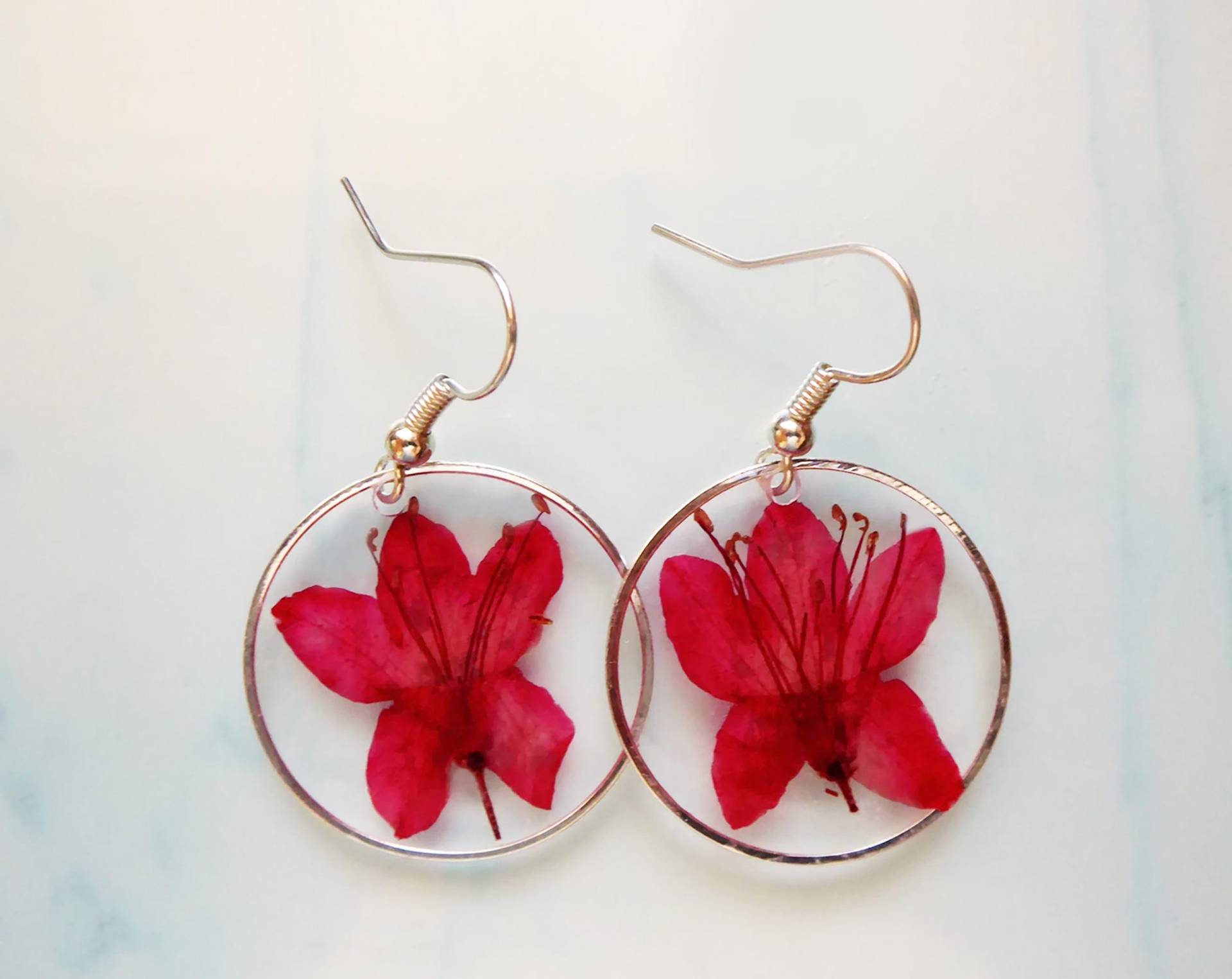 Bunte Blumen Silber Ohrringe, Floraler Schmuck Geschenk von julialinjewelry