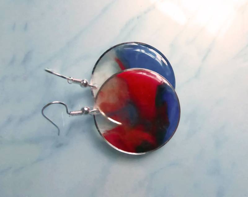 Einzigartige Bunte Kunstohrringe, Avantgarde-Tie-Dye-Schmuckgeschenk Für Sie von julialinjewelry