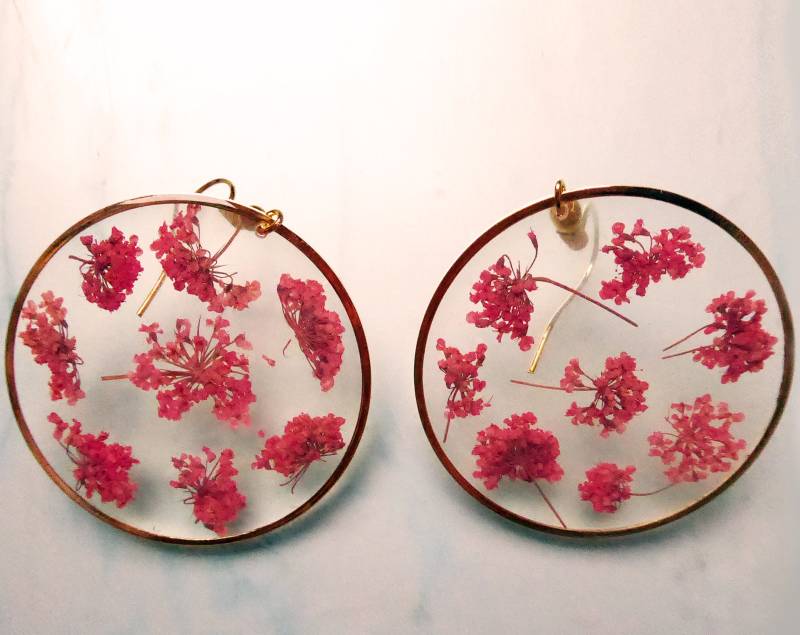 Gold Rosa Blumenohrringe, Handgefertigtes Schmuck Geschenk Für Sie von julialinjewelry