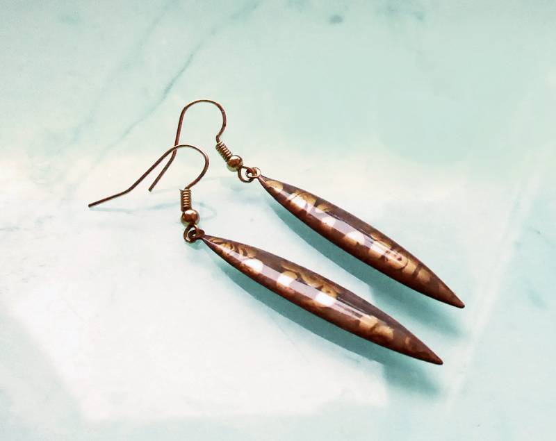 Graugoldene Lange Filigrane Kunstohrringe von julialinjewelry