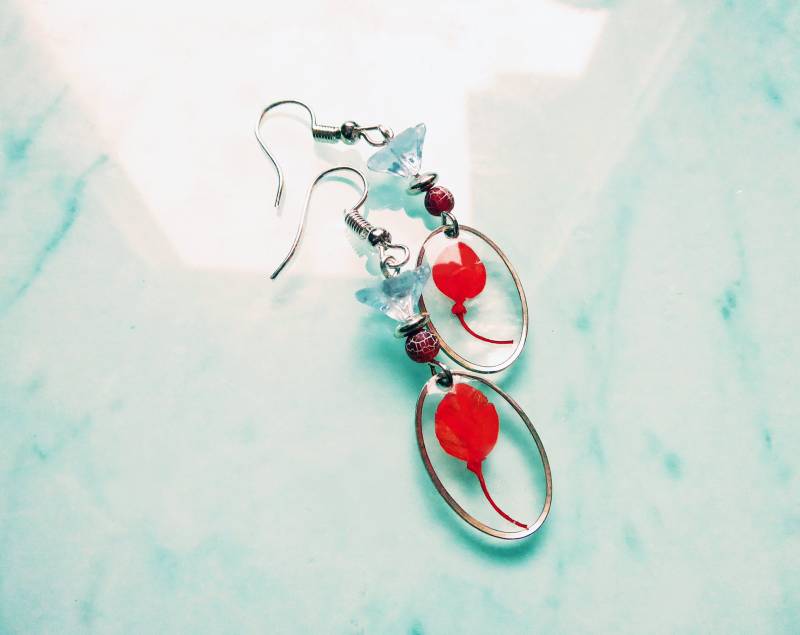 Silber Achat Ohrringe Mit Orange Blumen, Geschenk Für Frau von julialinjewelry