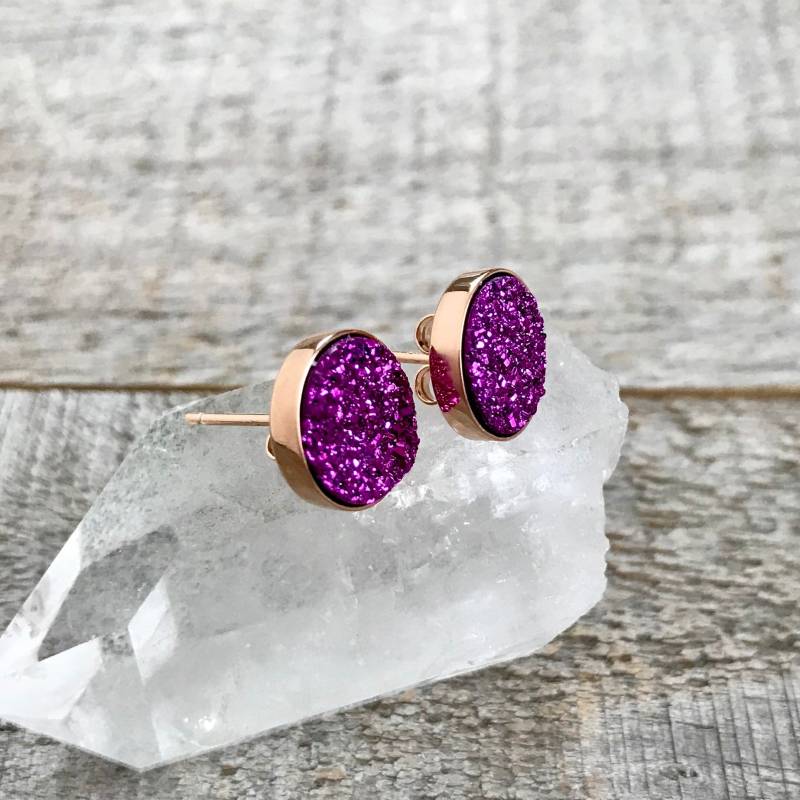 Beere Amethyst Druzy Ohrstecker, Limitierte Edition Rotgold Vermeil Beere Amethyst Druzy Ohrstecker, Limitierte Edition Rotgold Vermeil von julianneblumlo