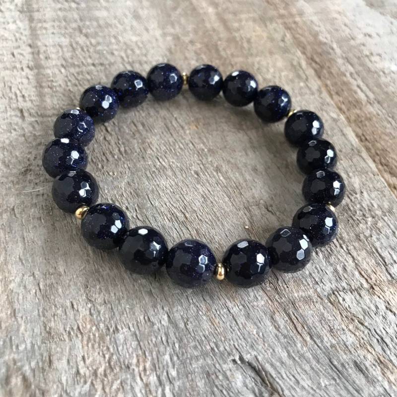 Blau Goldstone Armband Facettierte Perlen Stretch Armband Mit 14K Gold Fill Blau Goldstone Armband Facettierte Perlen Stretch Armband Mit 14K Gold Fill von julianneblumlo