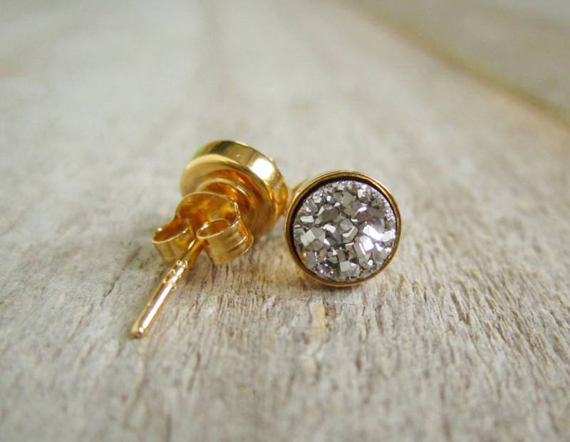 Silber Druzy Ohrstecker Gold Vermeil, 6 Mm Silber Druzy Ohrstecker Gold Vermeil, 6 Mm von julianneblumlo