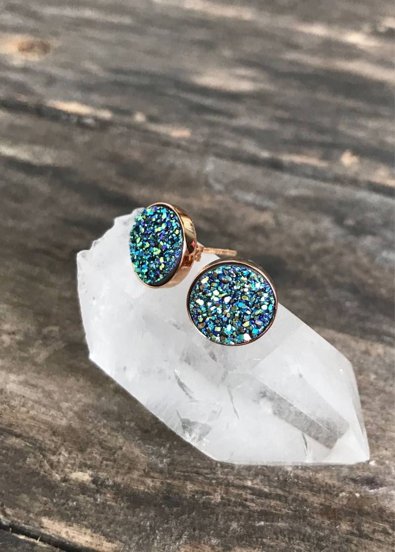 Mermaid Druzy Ohrstecker Rosegold Vermeil, Empfindliche Ohren von julianneblumlo