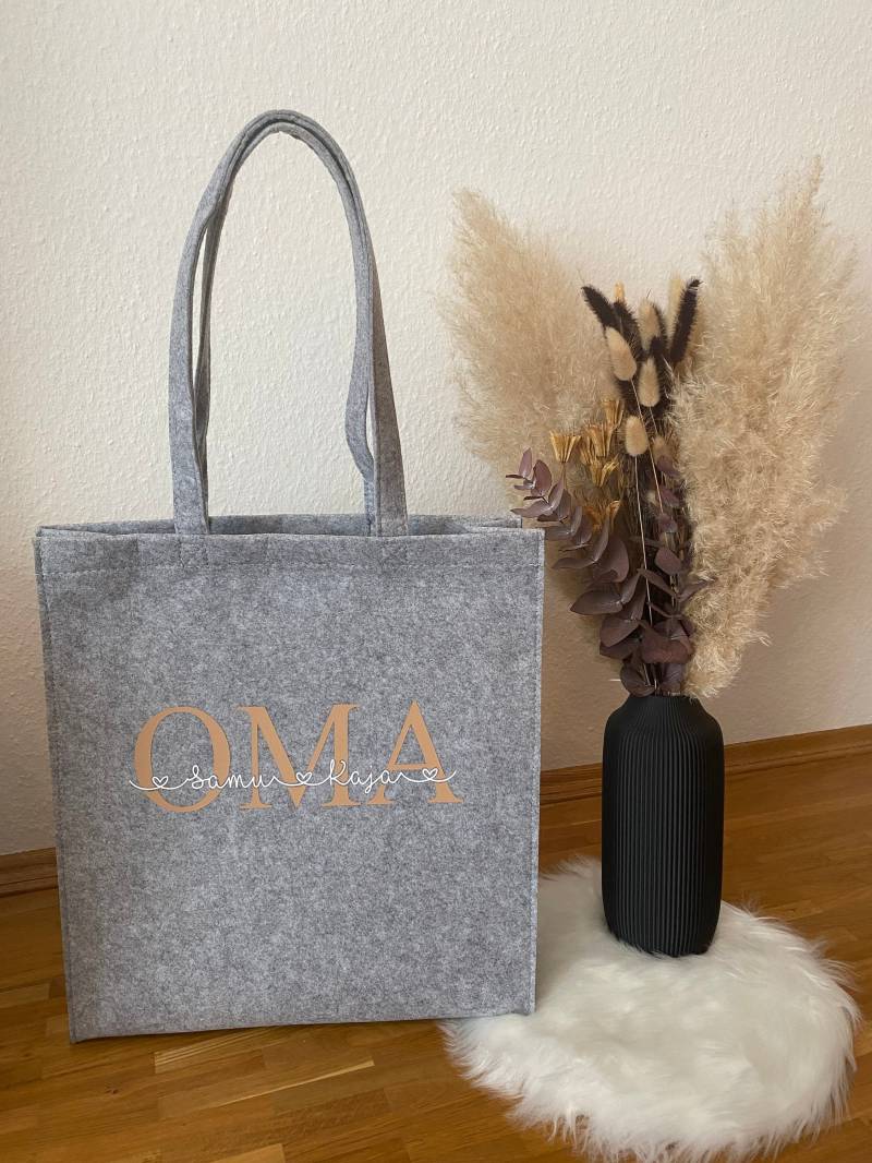 Filzshopper Filztasche Shopper Handtasche Tasche Personalisiert Filz Geschenk Muttertag Shoppen Einkaufen von juliatella