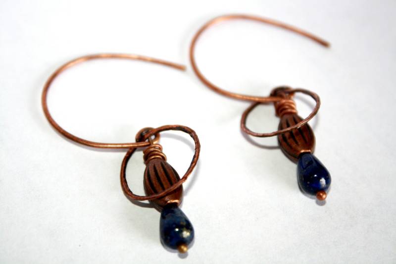 Lapis Und Kupfer Baumeln Ohrringe, Schmuck, Leichte Lazuli Lapis Und Kupfer Baumeln Ohrringe, Schmuck, Leichte Lazuli von julijonesdesigns