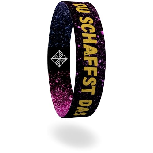 juma - glaubensband | 3er Set Motivation - Verschiedene Größen | Energie- & Motivations-Armbänder, Aus Stoff, Inspirierende Glücksbringer für Kinder, Damen (M - 17 cm, Du schaffst das) von juma