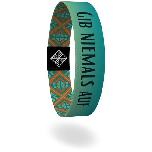 juma - glaubensband | 3er Set Motivation - Verschiedene Größen | Energie- & Motivations-Armbänder, Aus Stoff, Inspirierende Glücksbringer für Kinder, Damen (M - 17 cm, Gib niemals auf) von juma