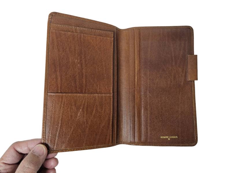 90Er - 00Er Jahre Scheckheft-Geldbörse Aus Leder Mit Mehreren Taschen von june22