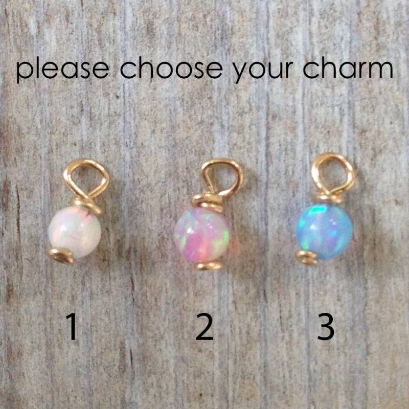 Kleine Goldring Hoop Charme Weiß/Blau Rosa Opal, Opal Perlen Anhänger, Charms Für Creole, Medaillon Charms, Kleine von junelittleshop