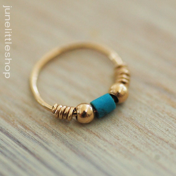 Nase Ring Hoop, Kleiner Nasenring, Türkis Hoop Nose Piercing, Tragus Ohrring, Knorpel Helix Piercing von junelittleshop