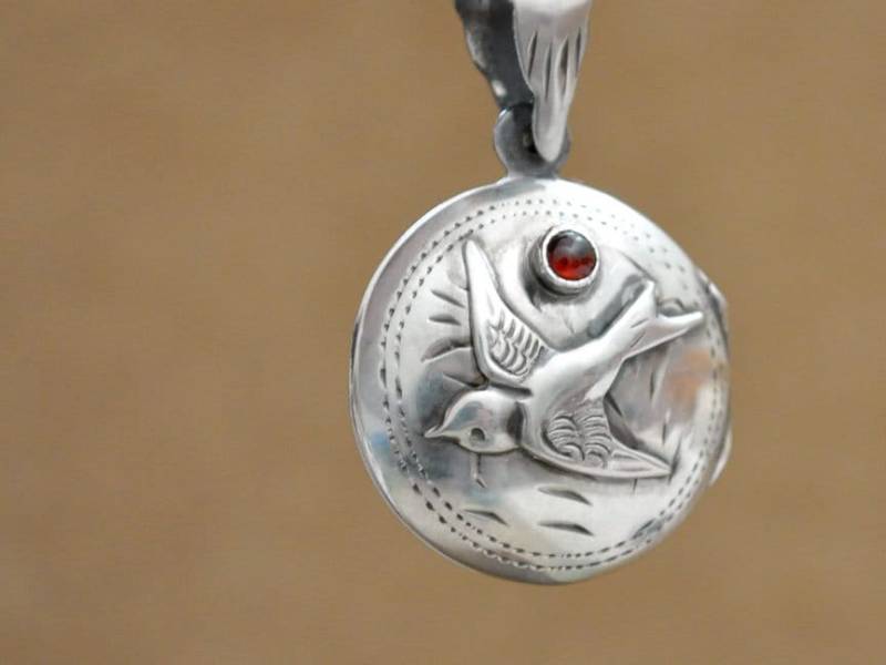 Silber Spatz Vogel Medaillon Halskette - Journey Handgemachte Sterling Foto Schmuck Für Frauen Granat Geburtstagsgeschenk Silber Spatz Vogel Medaillon Halskette - Journey Handgemachte Sterling Foto Schmuck Für Frauen Granat Geburtstagsgeschenk von junesnight
