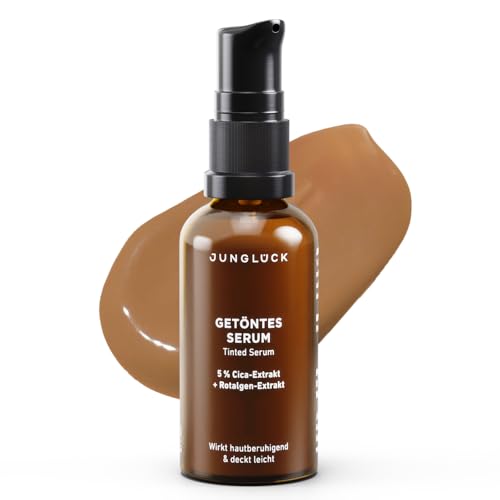 JUNGLÜCK Getöntes Serum Gesicht – Vegan | Pflegende Foundation mit Hyaluron | Gesichtsserum für einen natürlichen No-Make-Up Look mit leichter Deckkraft für einen gleichmäßigen Teint - Mittel von junglück