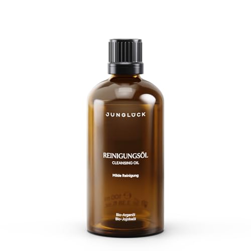 JUNGLÜCK Reinigungsöl Gesicht - Vegan | Natürliches Cleansing Oil mit hochwertigem BIO Arganöl, BIO Jojobalöl & BIO Rizinusöl | Gesichtsreinigung ohne Zusätze, Make-Up Entferner | Made in Germany von junglück