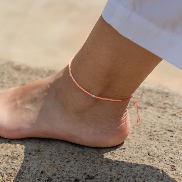 juni Sommer Perlenfusskette Apricot von juni