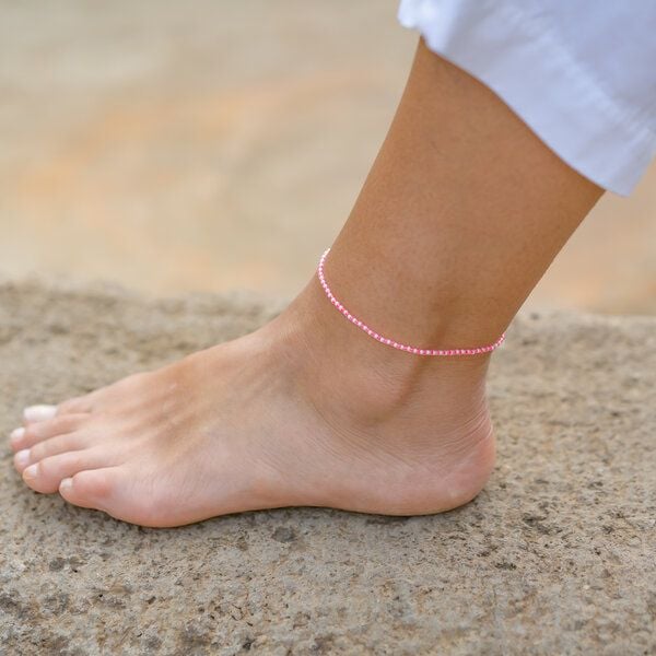 juni Sommer Perlenfusskette Pink von juni