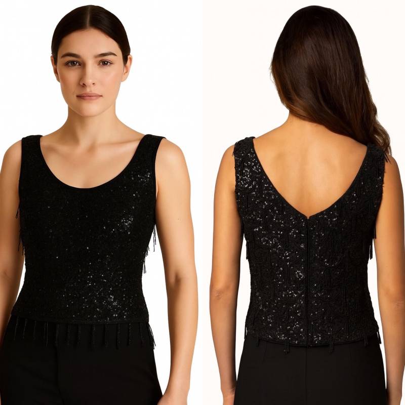 1950Er Jahre Perlen Cropped Cocktail Top | M von juniperandlane