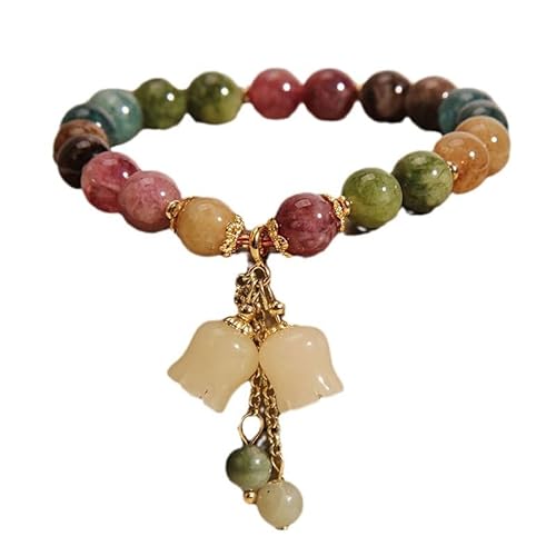 junweideyi Naturfarbenes Turmalin-Armband, handgeschnitztes Maiglöckchen-Blumen-Anhänger-Armband, Kristallperlen-Blumen-Charm-Armband, Glücksbringer-Jade-Perlenarmband für Frauen, Einheitsgröße, junweideyi Naturfarbenes Turmalin-Armband, handgeschnitztes Maiglöckchen-Blumen-Anhänger-Armband, Kristallperlen-Blumen-Charm-Armband, Glücksbringer-Jade-Perlenarmband für Frauen, Einheitsgröße, von junweideyi