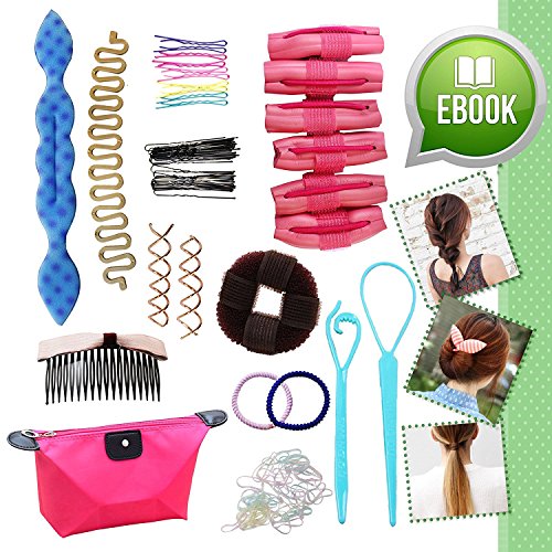 Ultimate Hair Styling Makeover Zubehör Tool Kit Bonus eBook Geschenkset für Mädchen Teens von justBe