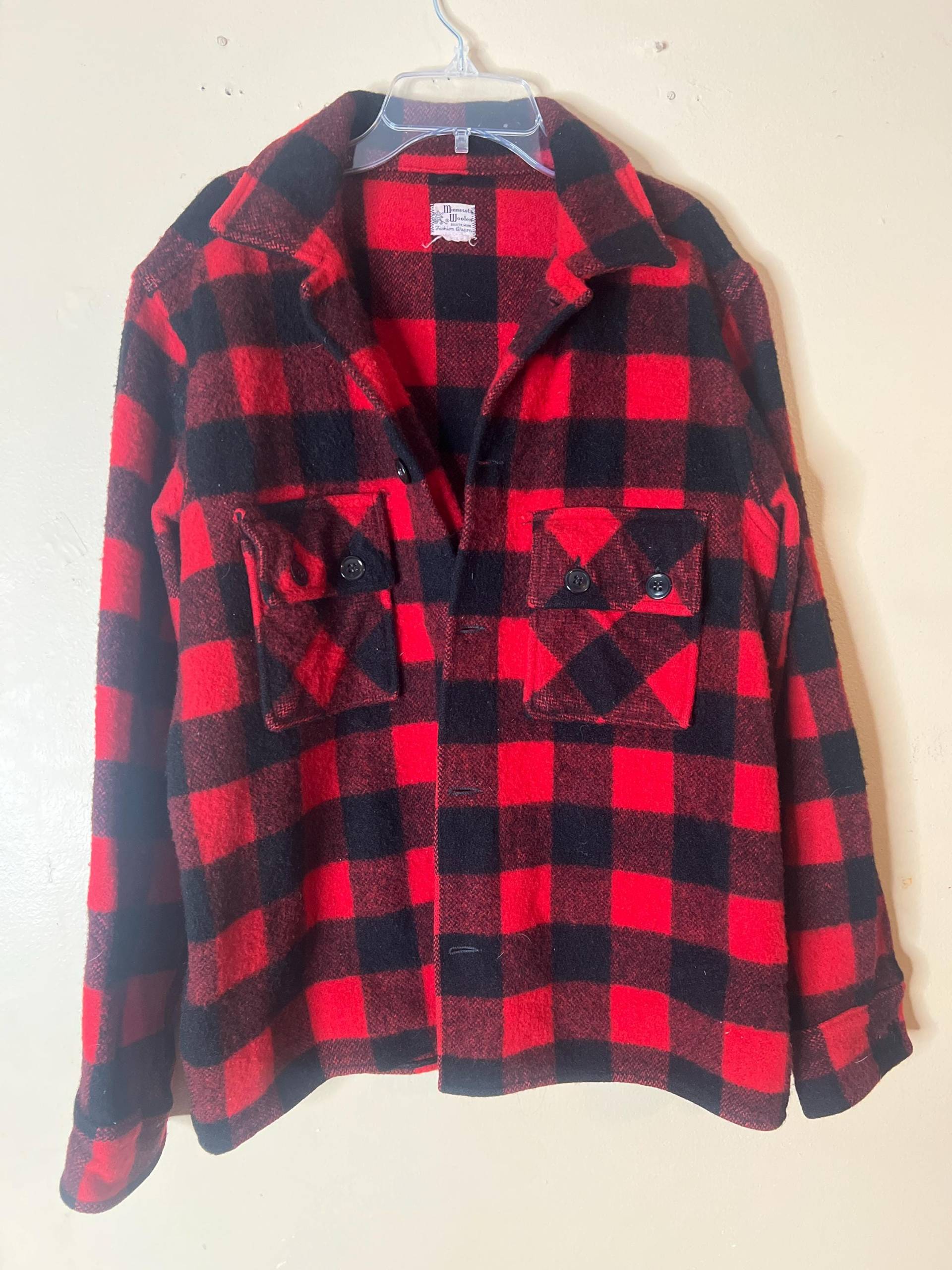 Vintage Rote Double Büffel Karierte Mackinaw Wolle Jagd Feldmantel Jacke Mantel Minnesota Wollen Co. Herren Buffalo Flanellhemd Größe S von justbelieve3