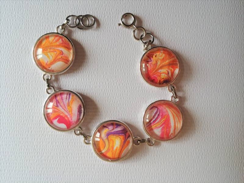 Cabochon-Armband Rot-Orange Cabochon-Armband Rot-Orange von justfortytwo