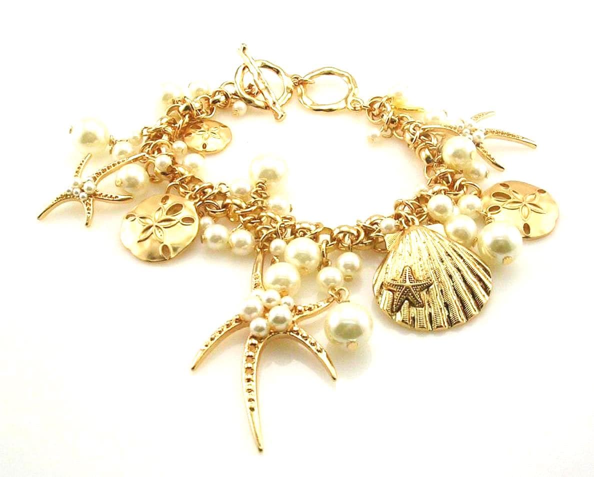 Joan Rivers Faux Pearl Star Fish Bettelarmband 18, 5 Bis 21, 5 cm Goldton von justjewelry28