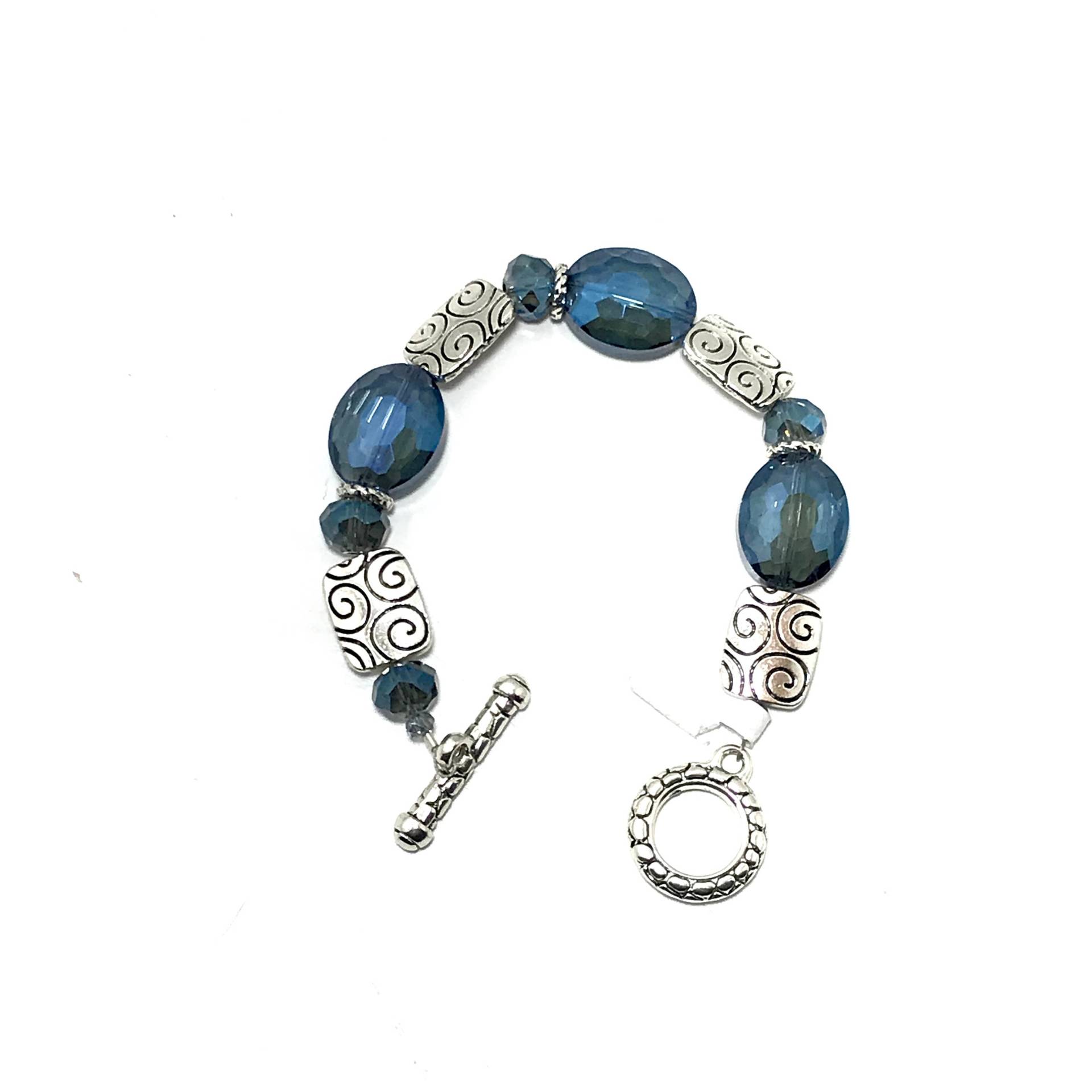 Blauer Kristall & Silber Armband, Perlenarmband, Kristallarmband, Trendige, Schmuck, Mode-Schmuck, Perlen-Schmuck, Handarbeit von justwareit