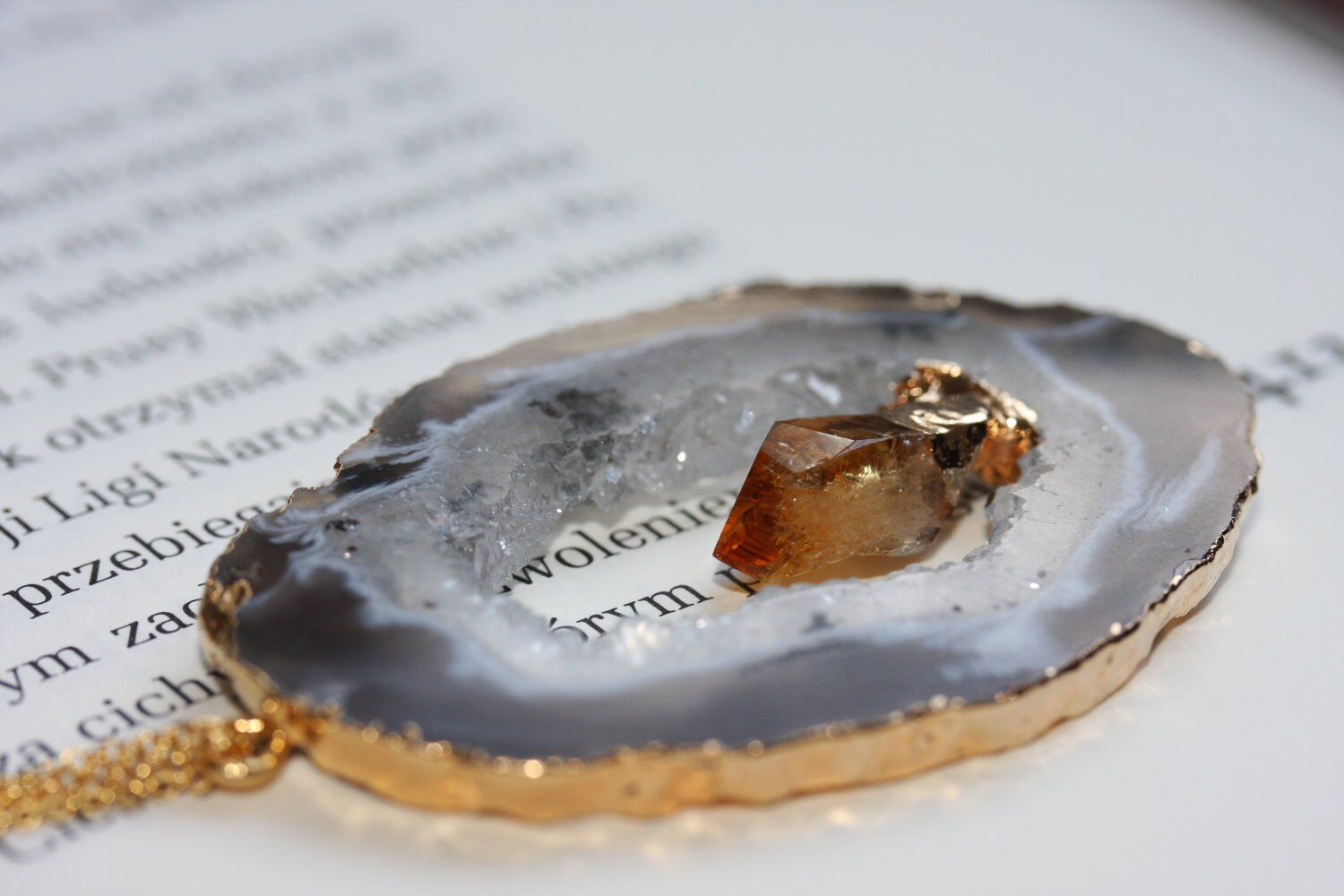 Achat Scheibe Halskette von justynajewelry