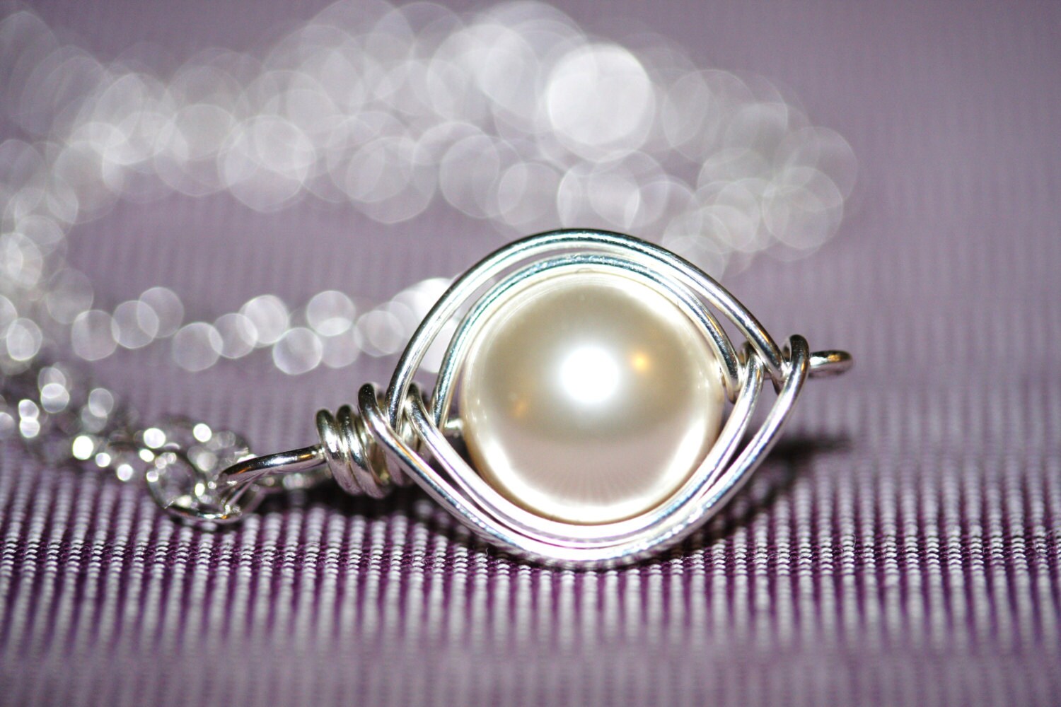 Perlenanhänger Kette Aus Sterling Silber von justynajewelry