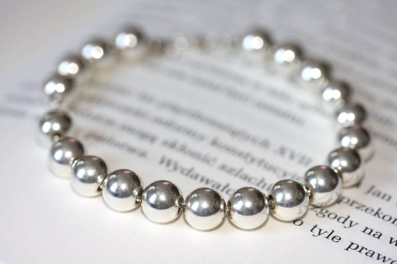 sterling Silber Armband, Massive Perlen von justynajewelry