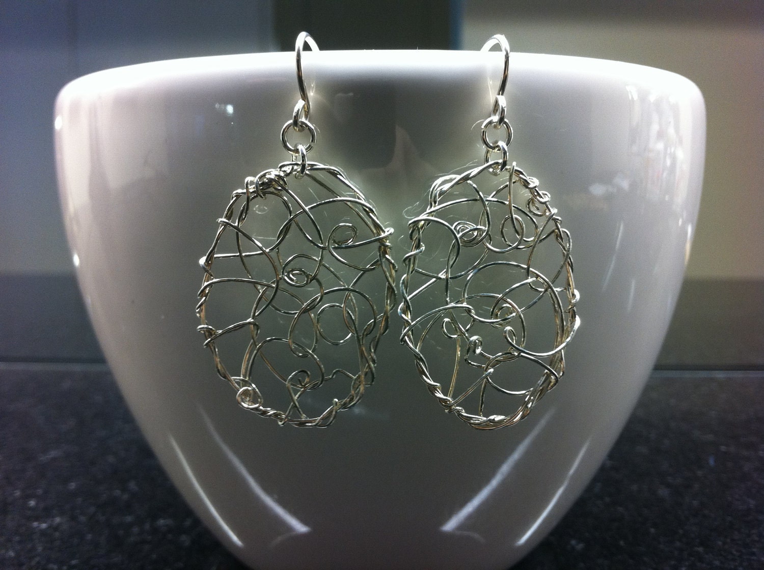 sterling Silber Ovale Ohrringe von justynajewelry