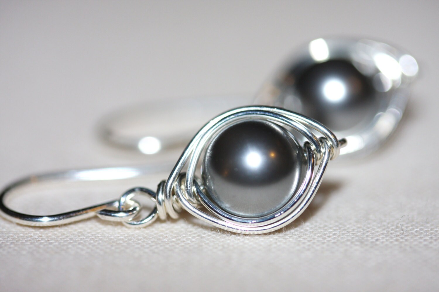 sterling Silber Perle Ohrringe von justynajewelry